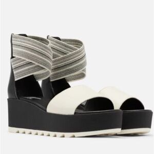 SOREL CAMERON FLATFORM ANKLE STRAP WEDGE SANDAL Sz 7 Coastal Vacation Resortwear